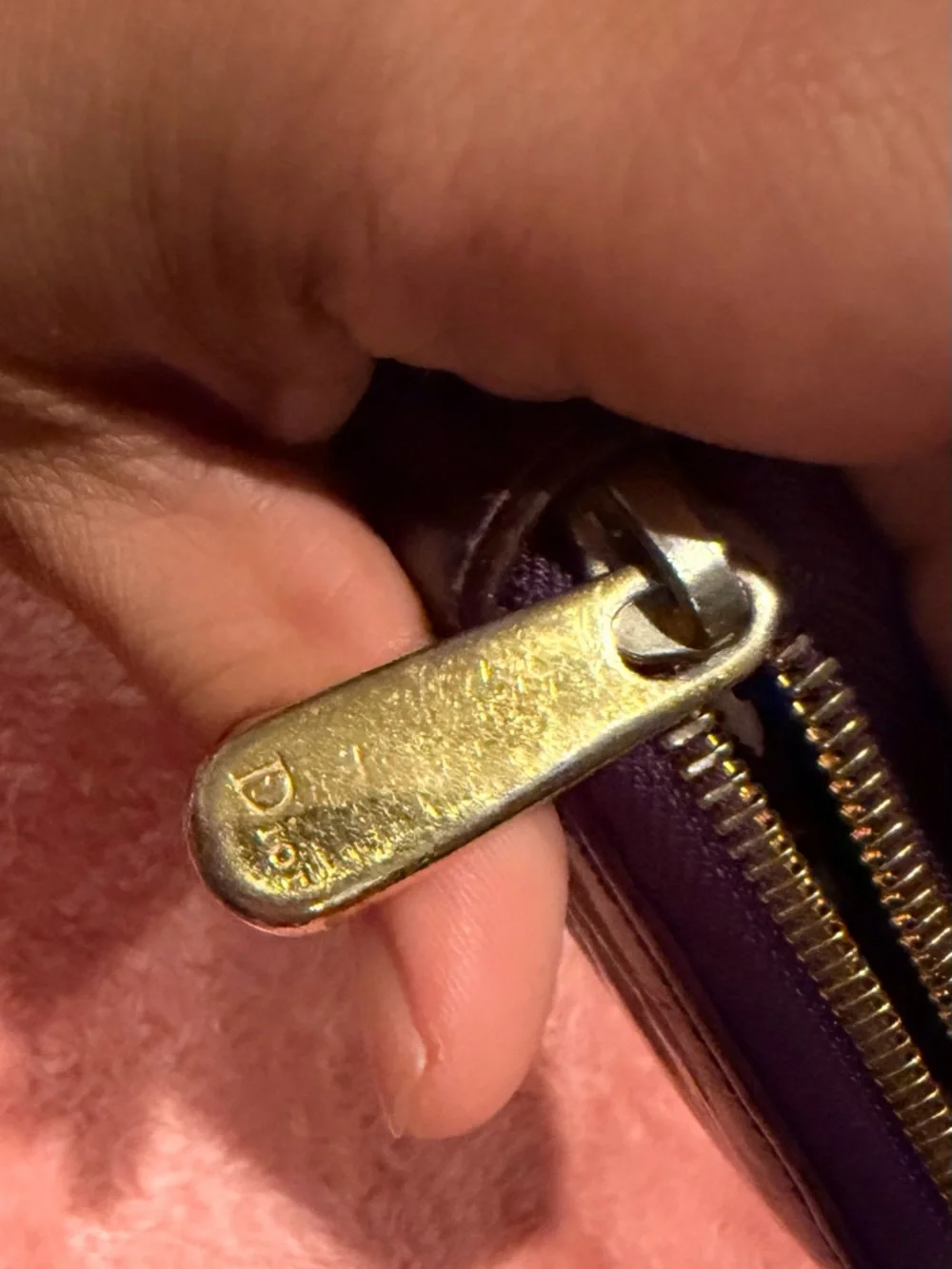 Authentic Dior Purple Patent Leather Trotter Long Zip Wallet.